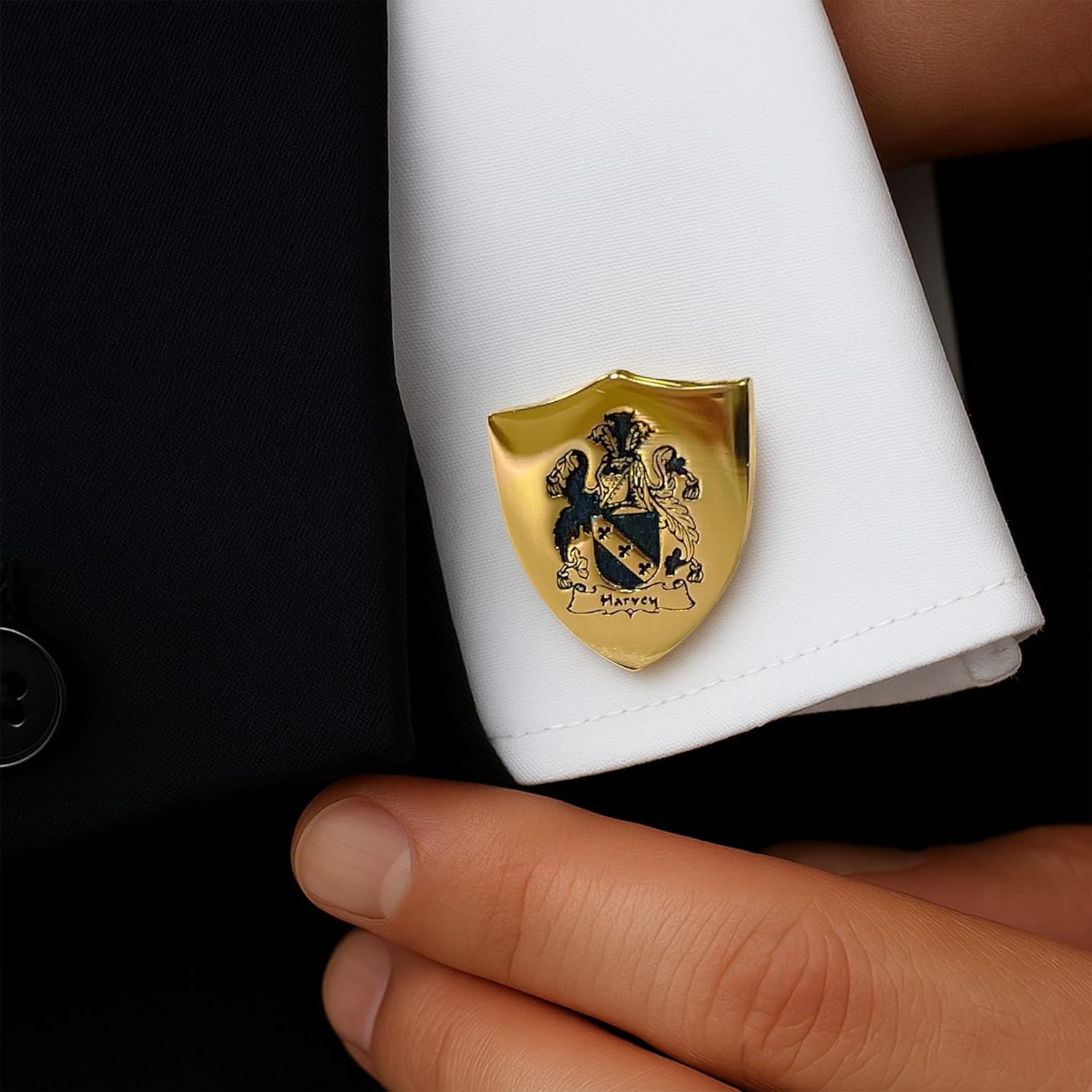 Custom Engraved Cufflinks for Men – Personalized Family Crest, Monogram, or Logo – Wedding, Anniversary, Graduation Gift Idea