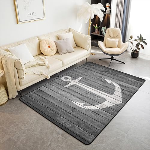 Anchor Decor - Juego de alfombras para sala de estar, con temática náutica, para niños y niñas, diseño de aventura marina, alfombra decorativa de