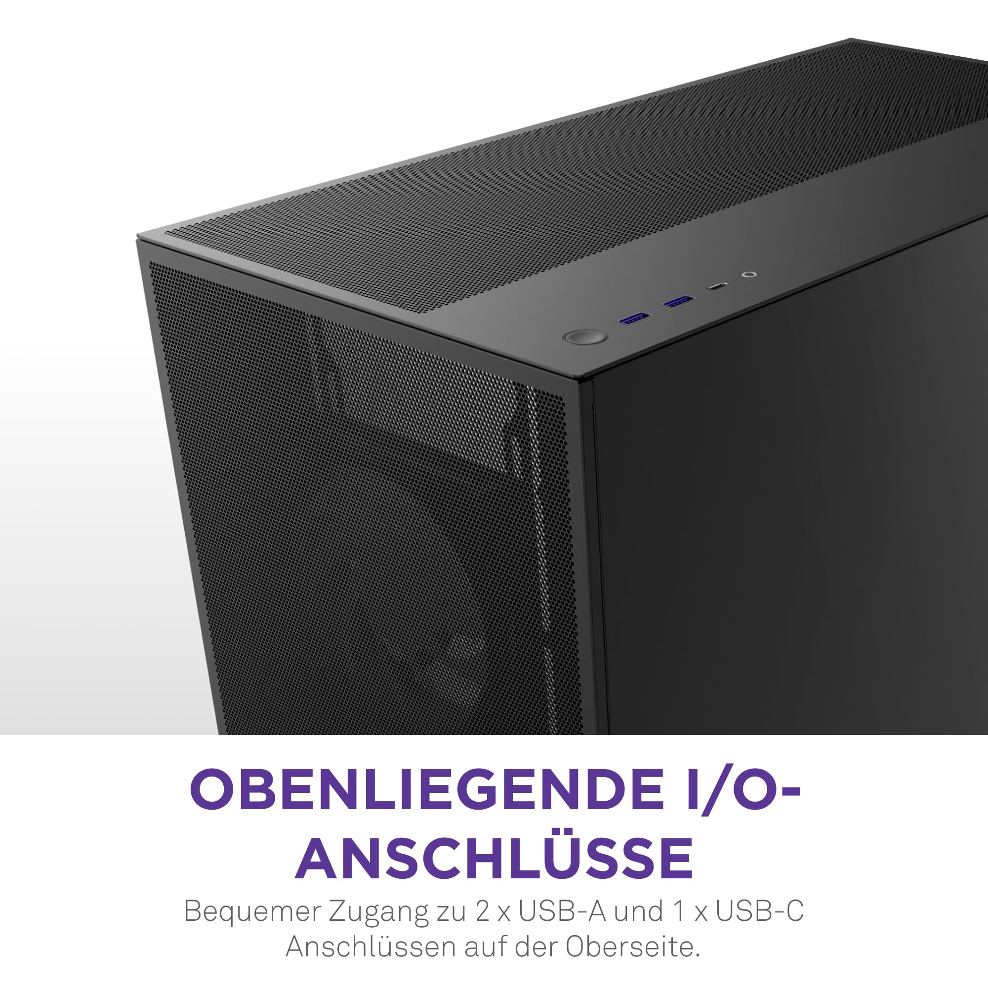 NZXT H7 Flow | Mid-Tower-ATX-Airflow-Gehäuse | Bis zu 3 x 120-mm-Lüfter im Boden zur direkten GPU-Kühlung | 3 x 120-mm-Frontlüfter | 420-mm-Kühler-Trägerplatte vorn | Schwarz