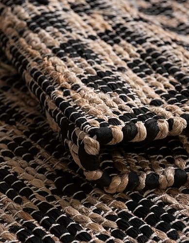 Miniatura 5 de Unique Loom Chindi Jute Collection - Alfombra de área (camino de mesa de 1 pies 2 pulgadas x 8 pies, negronatural)