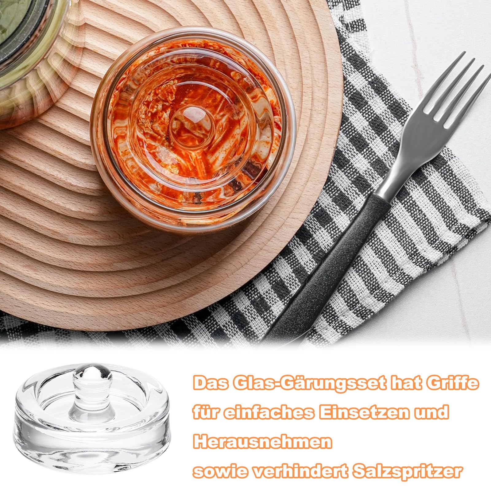 ACTIUSIS Fermentegewichten, glazen gewichten voor fermentatie, komkommers, inmaakglas, gewicht voor gisting met brede opening, 4 stuks, 7 cm (rond