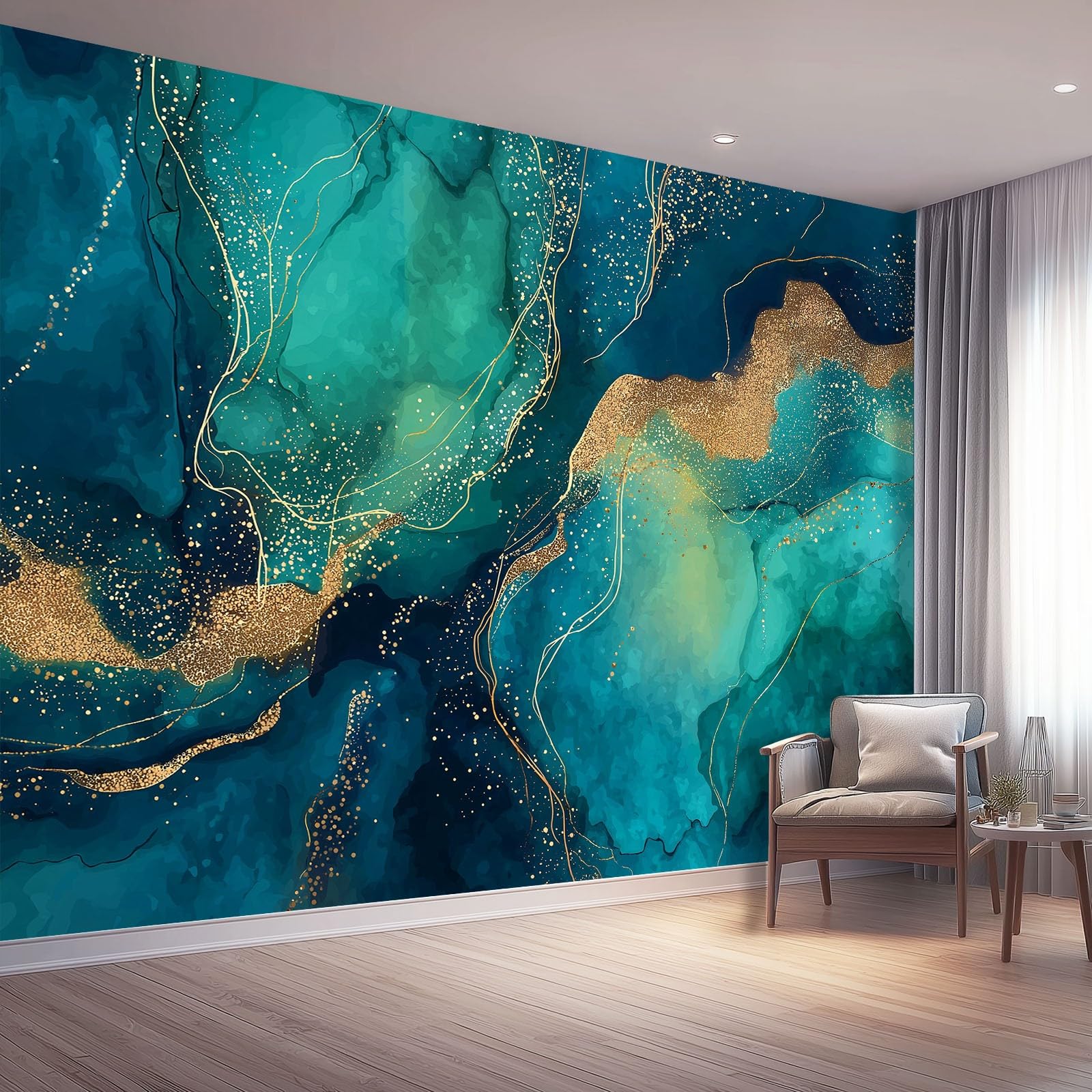Tapeta marmurowa akwarela 400 x 280 cm, plakat na ścianę fototapeta dekoracja ścienna salon sypialnia pokój dziecięcy, kolorowy