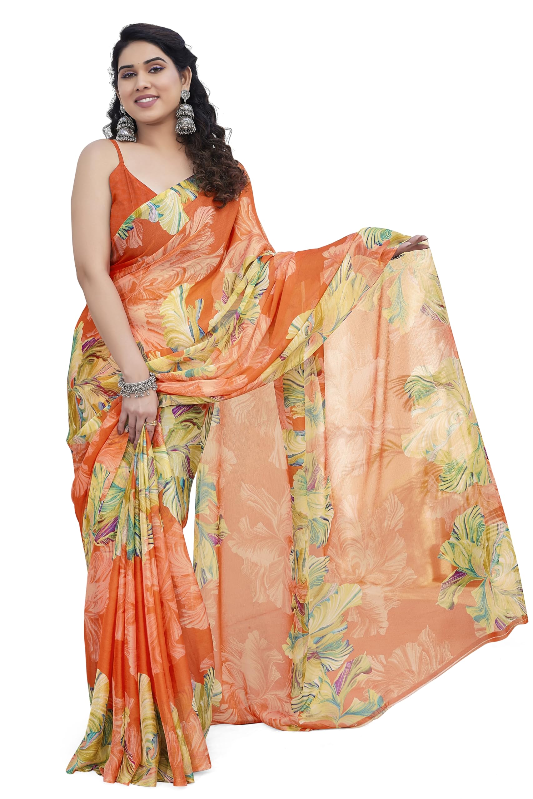 MIRCHI FASHION Women's Stylish Ethnic Chiffon Leheriya Printed Saree with Blouse Piece