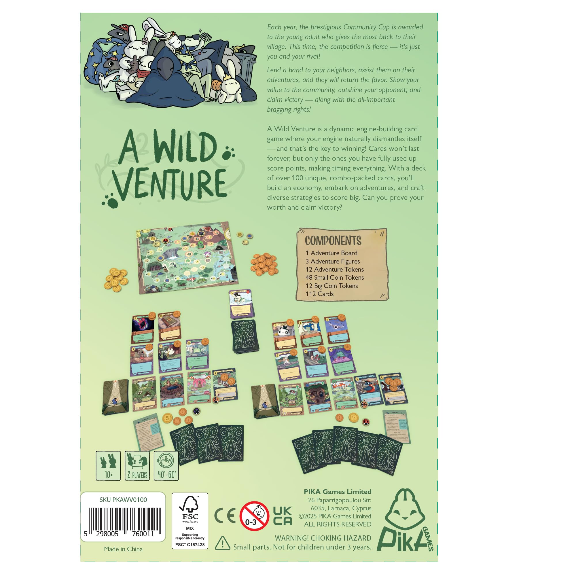 Un gioco da tavolo Wild Venture – Gioco di strategia di costruzione del motore e di avventura, mondo fantastico con oltre 100 carte uniche, gioco veloce per bambini e adulti, 2 in poi