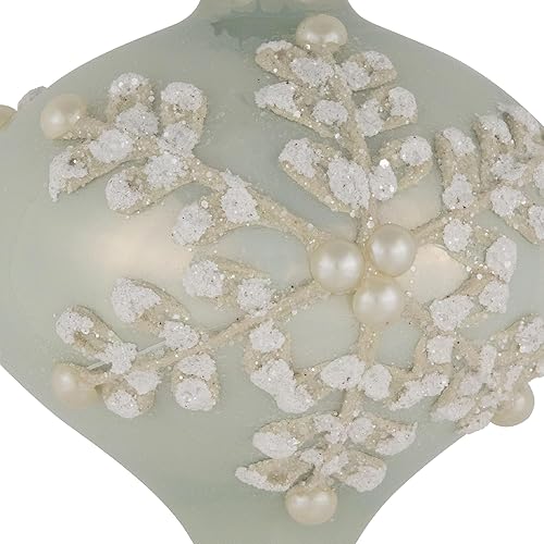 Miniatura 8 de Juego de 2 adornos de cebolla de cristal verde pastel con copos de nieve helados de 4 pulgadas