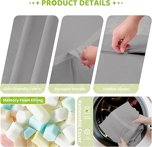 Miniatura 278 de HABUTWAY Puf gigante de 2 pies para adultos, con relleno de espuma viscoelástica, puf grande con funda de terciopelo holandés extraíble para sala de