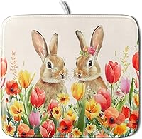 Vista 57 de Tapete de secado de platos con diseño de pájaro rojo de Feliz Navidad, absorbente y de secado rápido, protector para encimera de cocina, 18 x 24