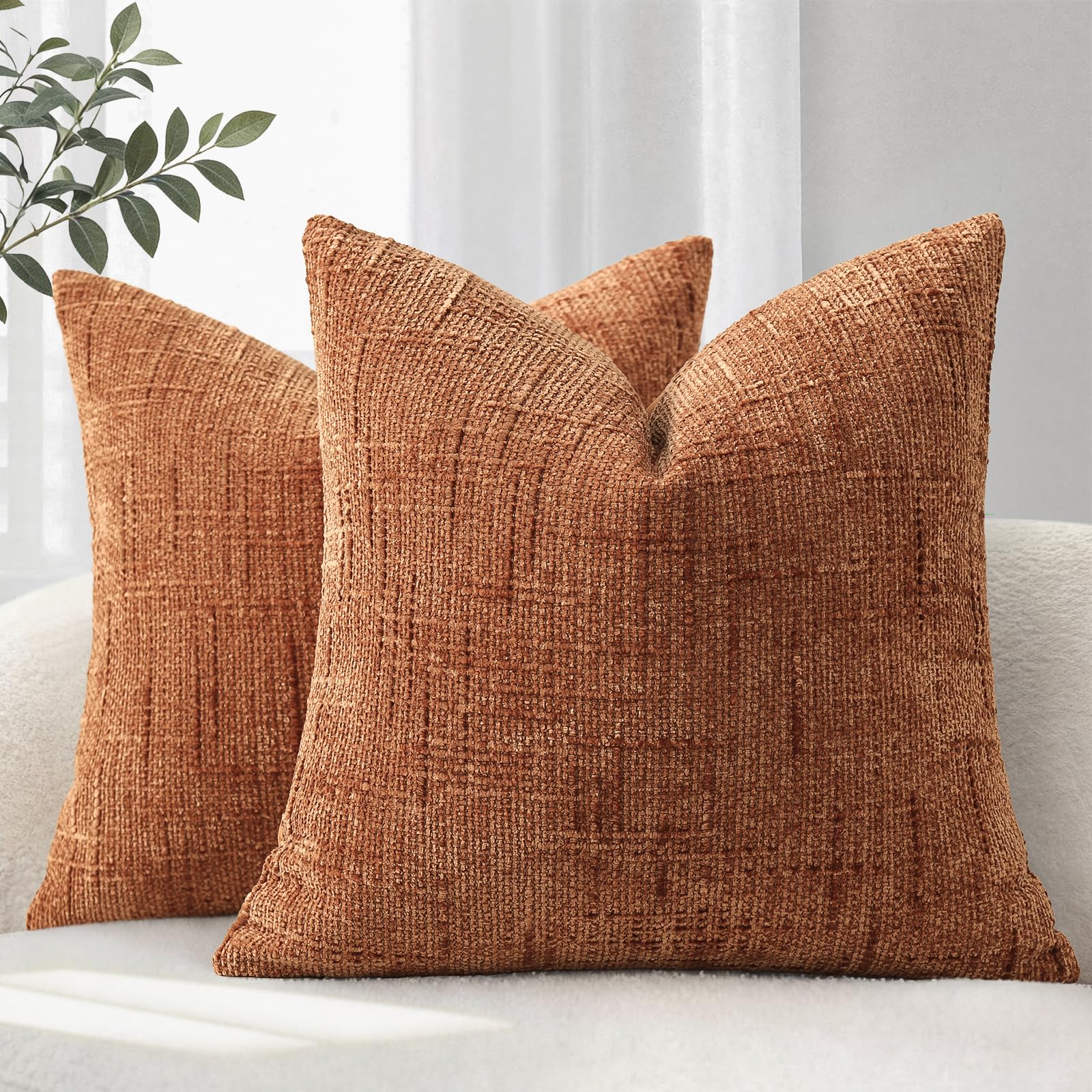 YCOLL Kissenbezug 2er Set Sofakissen aus Weichem Chenille Stoff Kissenbezüge Dekokissen Sofa & Wohnzimmer Dekokissenbezüige für Gemüitliche Heimdekoration Zierkissenbezüge