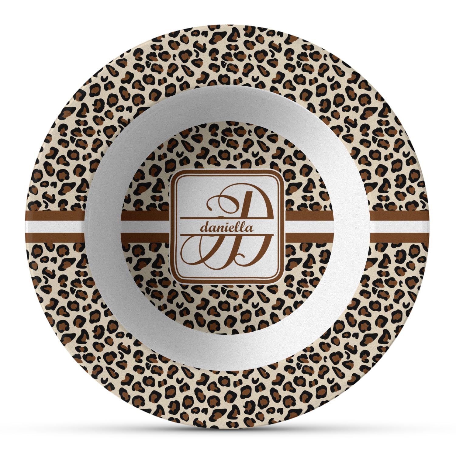 Personalized Leopard Print Plastic Bowl - Microwave Safe - Composite Polymer
