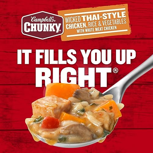 Miniatura 7 de Campbell's Chunky - Sopa de pollo al estilo tailandés con arroz y verduras, 18.6 onzas, paquete de 12 unidades