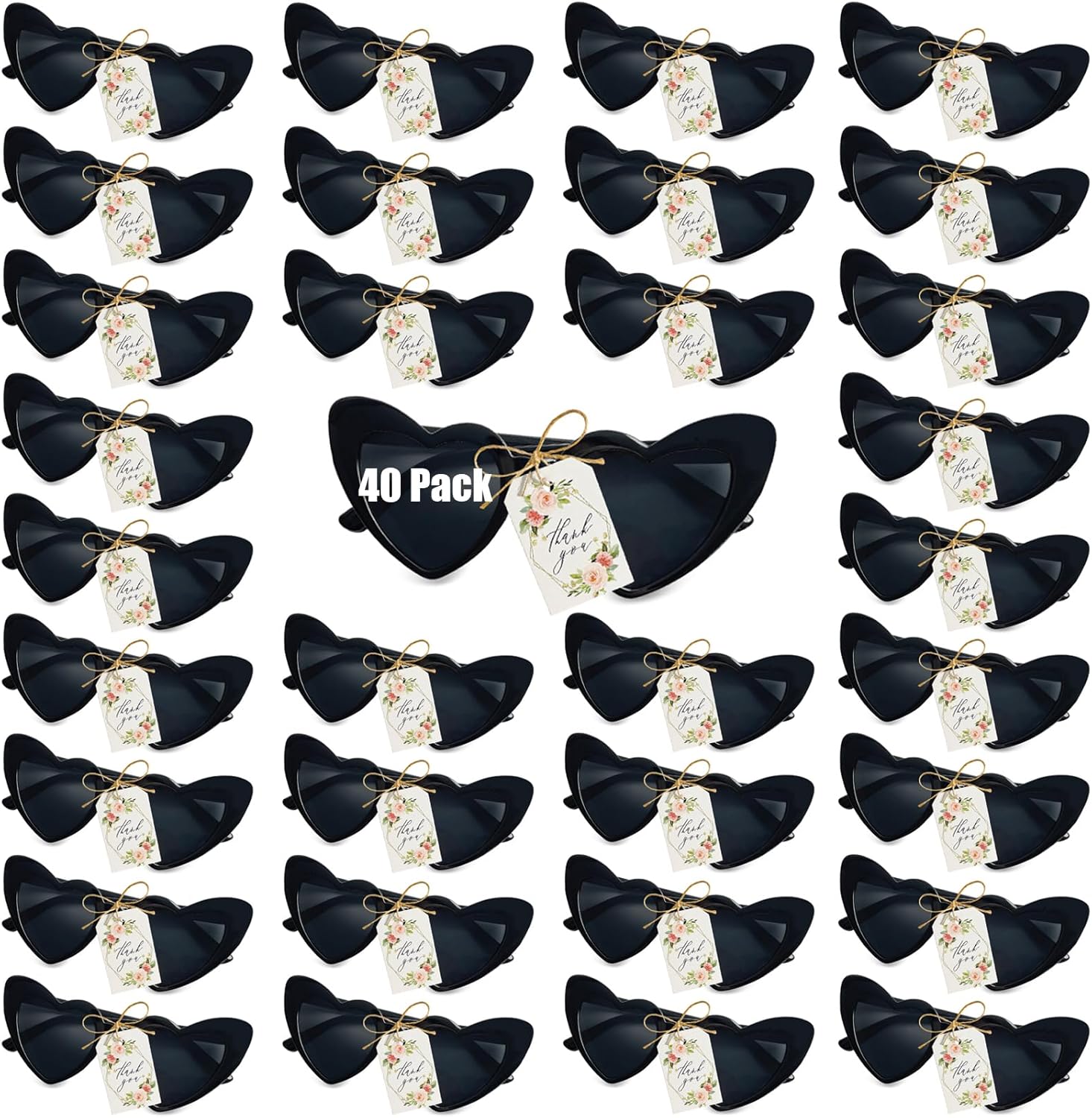 40 Sets Heart Shaped Sunglasses Bulk Wedding Favors for Guests Reception Gifts Wooden Love Sign Black Mr Mrs Glasses