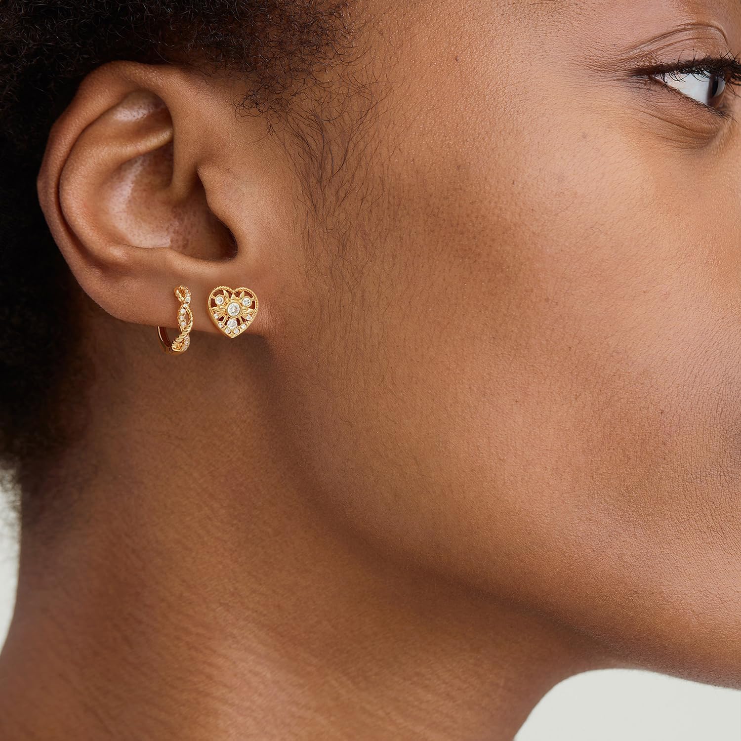 MYEARS Women Earrings Gold Huggie Hoop Ear Stud Cuff 14K Small Simple Hypoallergenic Everyday Jewelry - Image 2