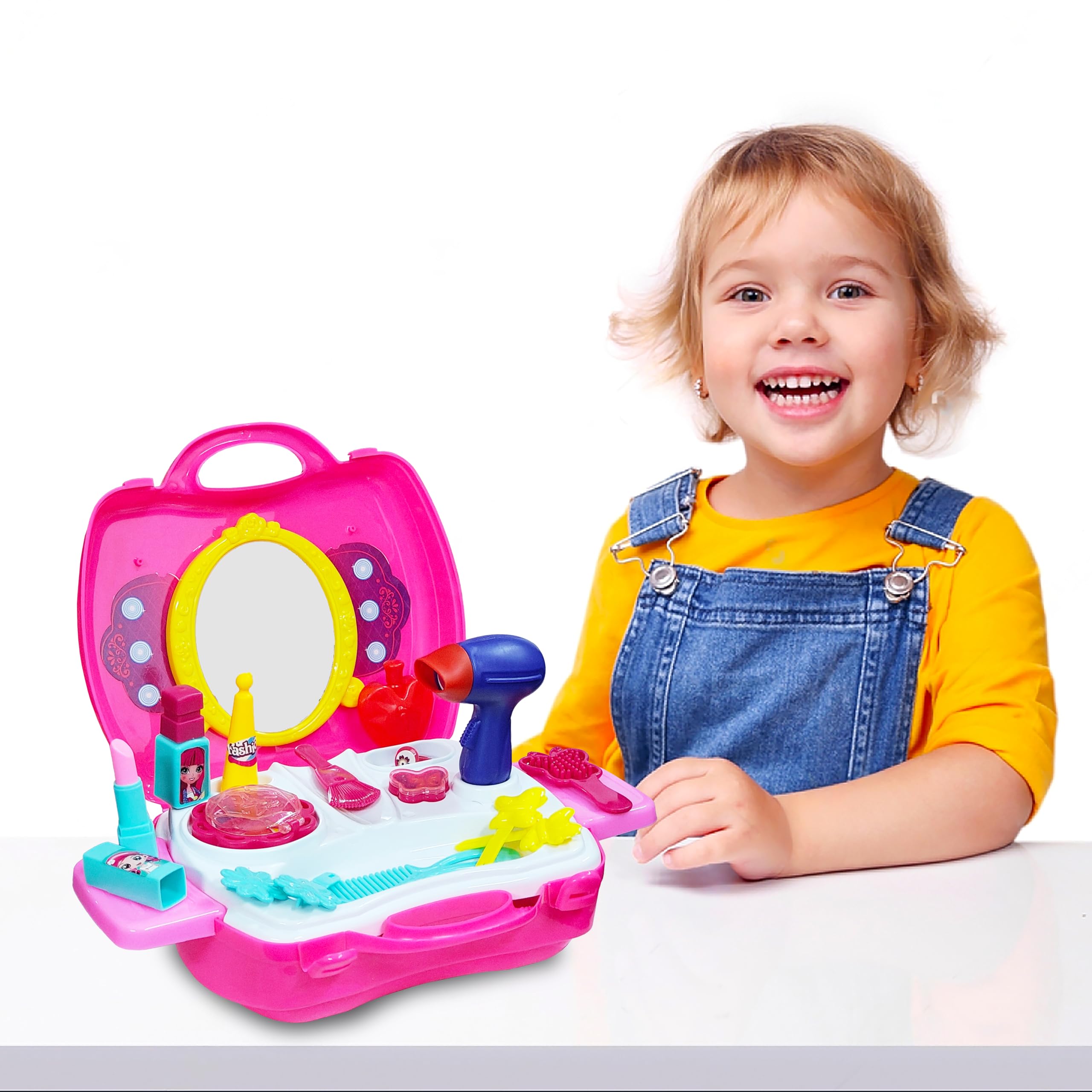 VGRASSP Makeup Roleplay Kit Toy for Girls - Pretend Play Beauty Fashion Cosmetic Accessories Suitcase (Fashion Suitcase) - Image 4 thumbnail