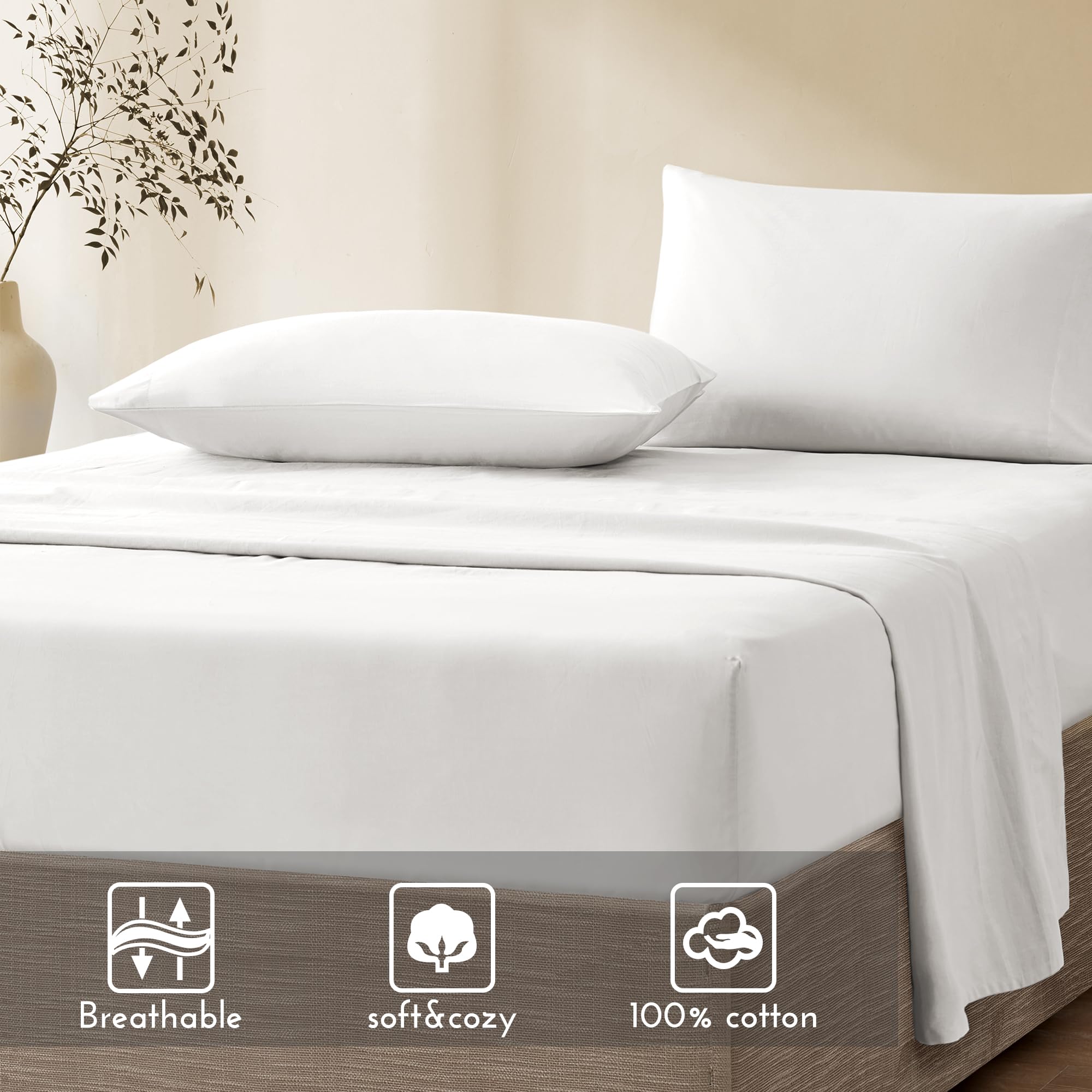 The 5 Best 100% Cotton Sheets in 2026 1 Comfort Spaces 100% Cotton Sheet Set Twin Sheet Set, Breathable, Lightweight wit — product photo