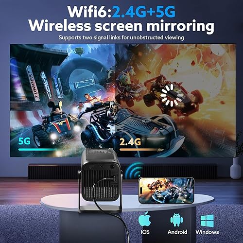 Miniatura 6 de Mini proyector con Wifi y Bluetooth, soporte 4K 1080P Proyector portátil giratorio de 180 Proyector de película de pantalla de 120 pulgadas Auto