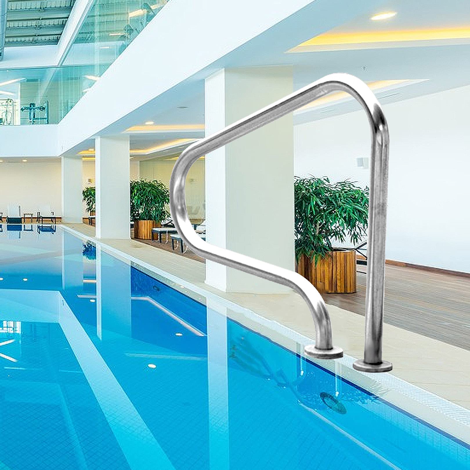 MSHGSKU Swimming Pool Safety Hand Rail Pool Handrails Safe Use Handrail Swimming Pool Hand Rail, 304 Stainless Steel Pool Stair Rail, Handle Pool Grab Ladder for Inground Poo (Thick 1.5mm)