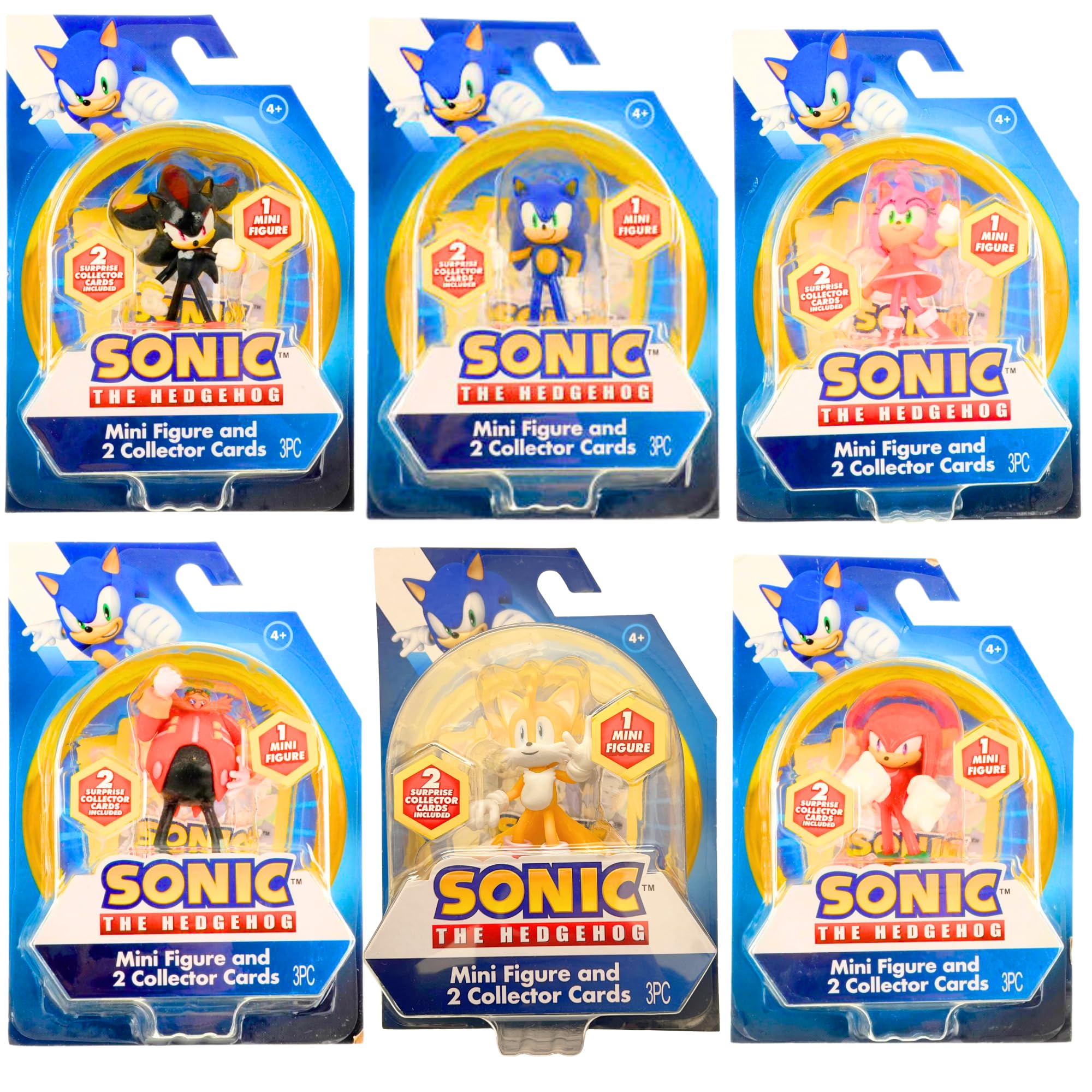 Sonic The Hedgehog Bewegliche Actionfiguren, 7,6 cm, 8 cm, komplettes Set mit allen 6 Stück – Sonic, Amy Rose, Shadow, Tails, Knuckles & Doctor Edgeman