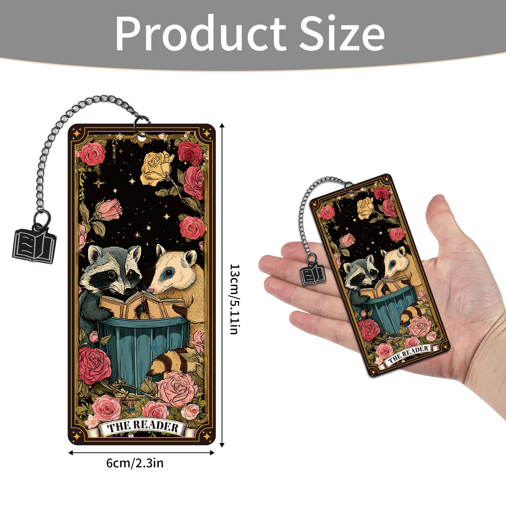 Metal Bookmark, Gothic Book Marks with Roses Design, Spicy Smut Page Marker Clips for Book Lovers, Dark Romance Merch Bookish Gifts for Reading Women Birthday Christmas: Cute Raccoon