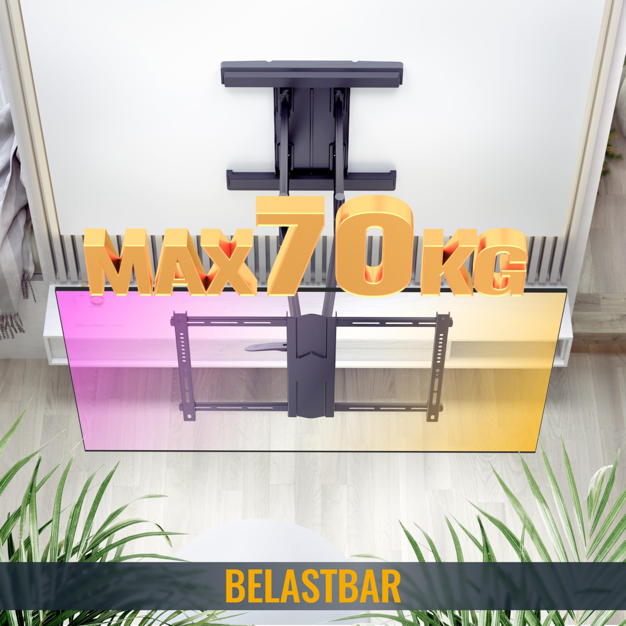 RICOO TV Wandhalterung Schwenkbar Neigbar für 55-100 Zoll Fernseher Halterung Wand Fernsehhalterung S7564-B Fernseh-Arm Schwenkarm Smart OLED Flach Curved Bildschirm bis 70-Kg & VESA 600 x 400
