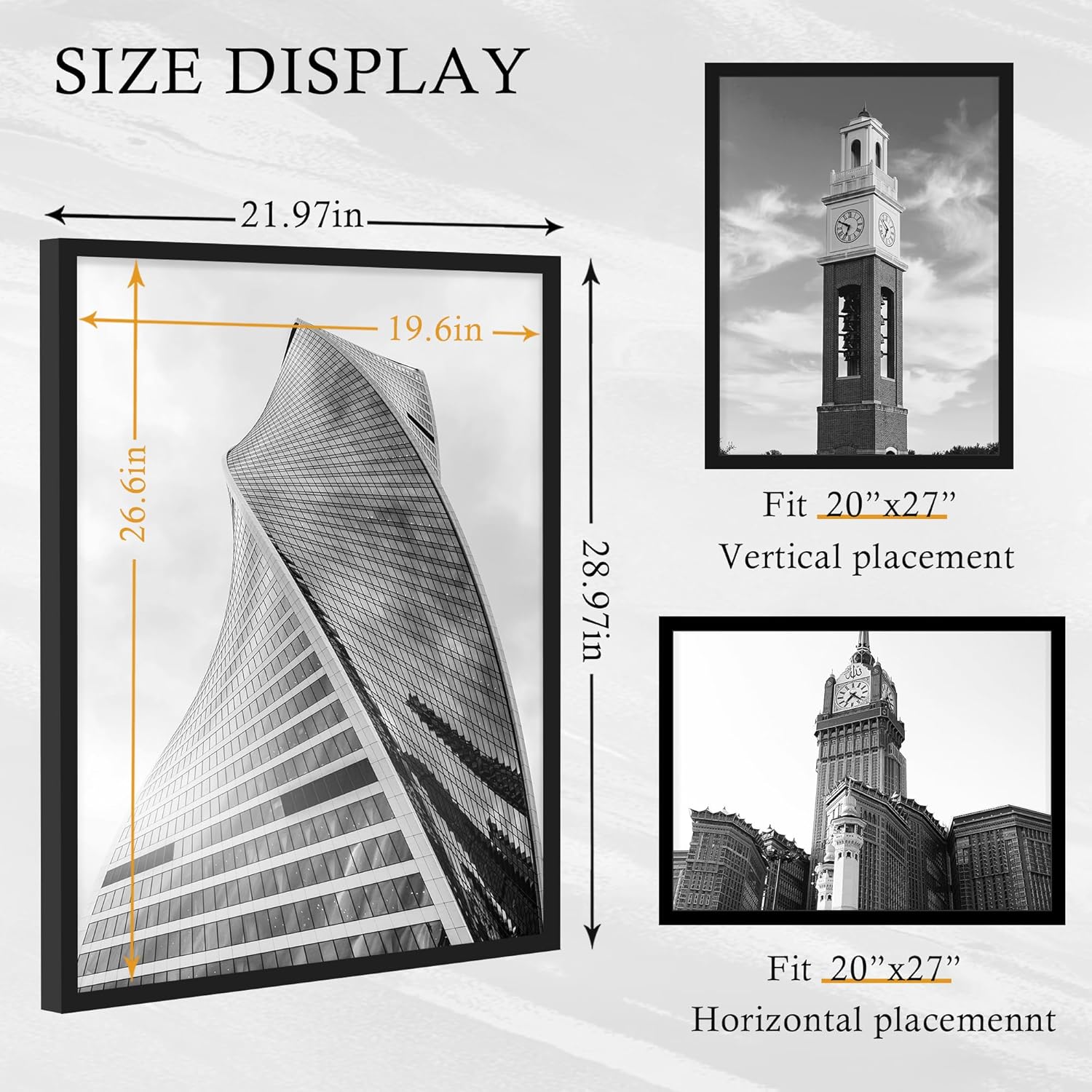 Puzzle Frame 20x27, for 20 x 27 in Posters and Art Prints, Horizontal or Vertical Wall Mounting, Black 27x20 Picture Frame for Puzzle, 2 Pack.