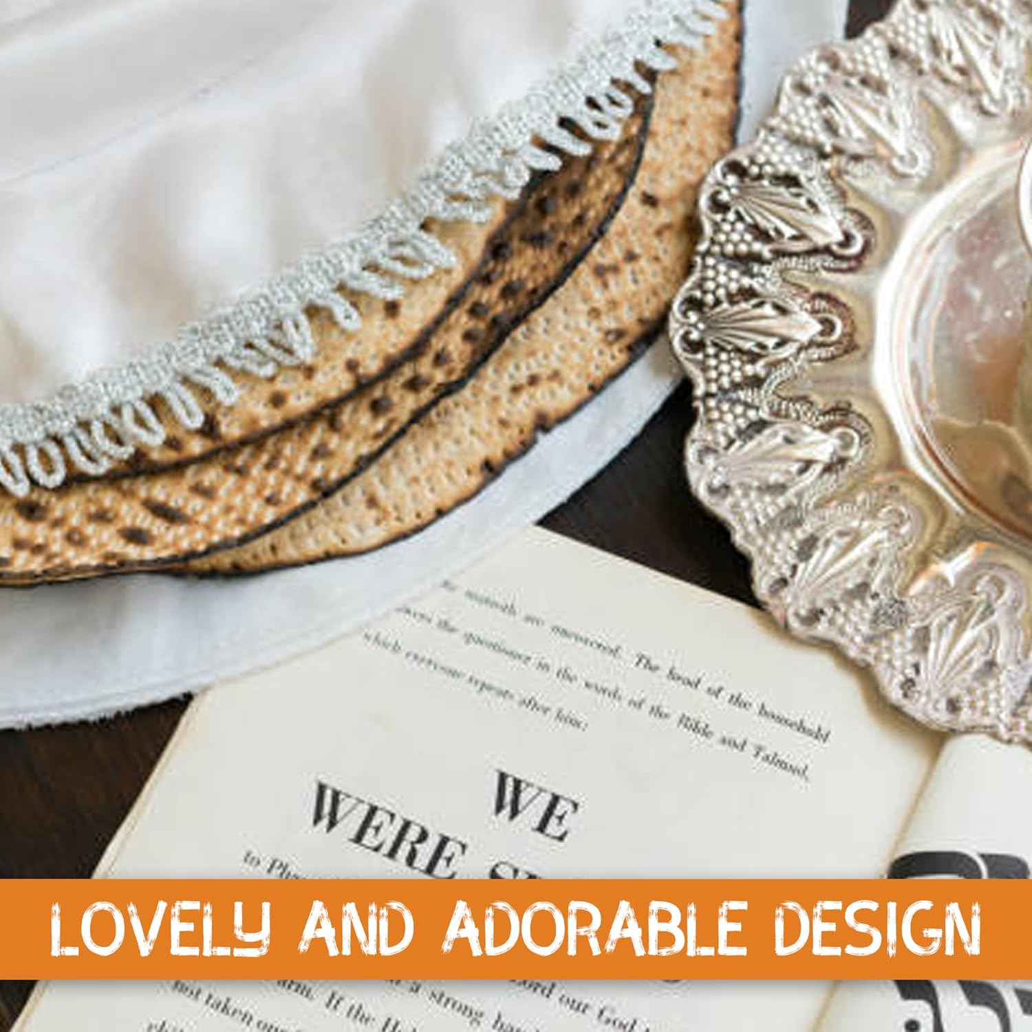 Majestic Giftware Passover Seder Round Matzah Cover with Heavy Plastic - MCV314-SM | 12 Inch Navy/Silver Passover Matzo Covers Made with Velvet & Three Pockets with Flaps | Pesach Decor