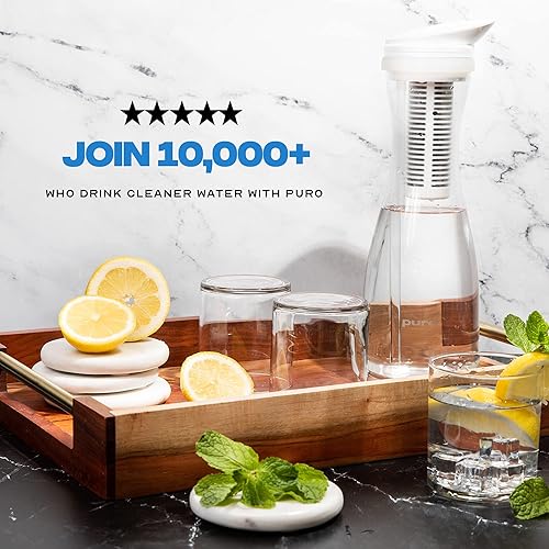 Miniatura 6 de Puro - Jarra de filtro de agua de cristal limpia el agua en segundos filtra 211 galones sin BPA 13 litros el filtro de agua de carbono elimina plomo