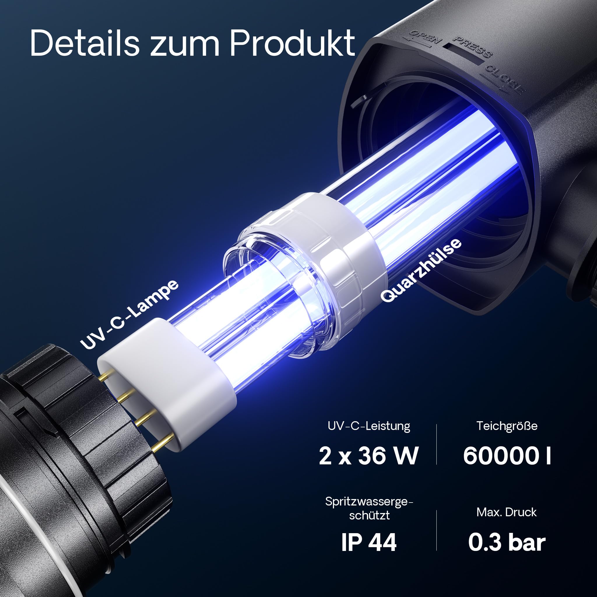 Zestaw SunSun: 60000l bio filtr do stawu 72W UVC oczyszczacz stawu 5m wąż do oczka wodnego