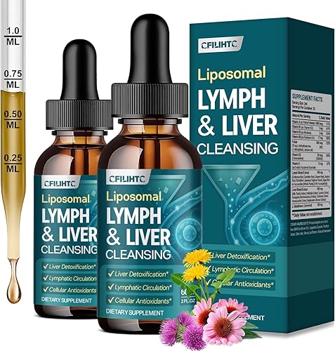 Vista 8 de Gotas de drenaje linfático liposomal - Limpieza del hígado 21 en 1 desintoxicación y reparación con cardo mariano, equinácea, raíz de bardana