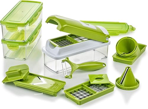 Genius Nicer Dicer Smart Julietti (16 piezas) Cortador de verduras en espiral, cortador multifuncional, picador de mandolina, manual para cortar en
