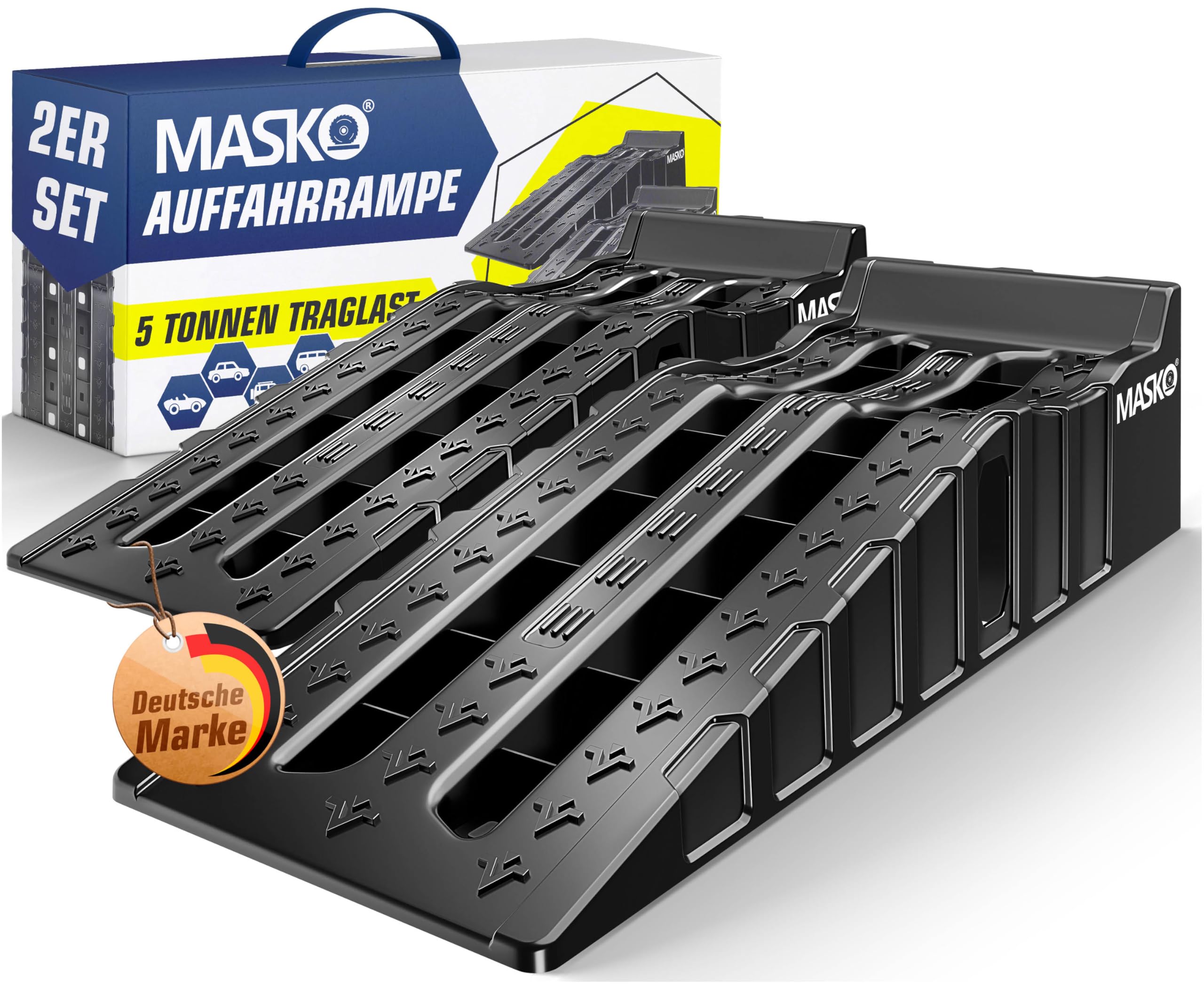MASKO® Oprijplaat, Set Van 2, Oprijwiggen Tot 7 Ton Draagvermogen Auto Oprijplaat Met Overrijbeveiliging Antisliplaag Robuust En Extra Breed Garagehelling Autohelling Olieverversing En Repa MASKO® Oprijplaat, Set Van 2, Oprijwiggen Tot 7 Ton Draagvermogen Auto Oprijplaat Met Overrijbeveiliging Antisliplaag Robuust En Extra Breed Garagehelling Autohelling Olieverversing En Repa