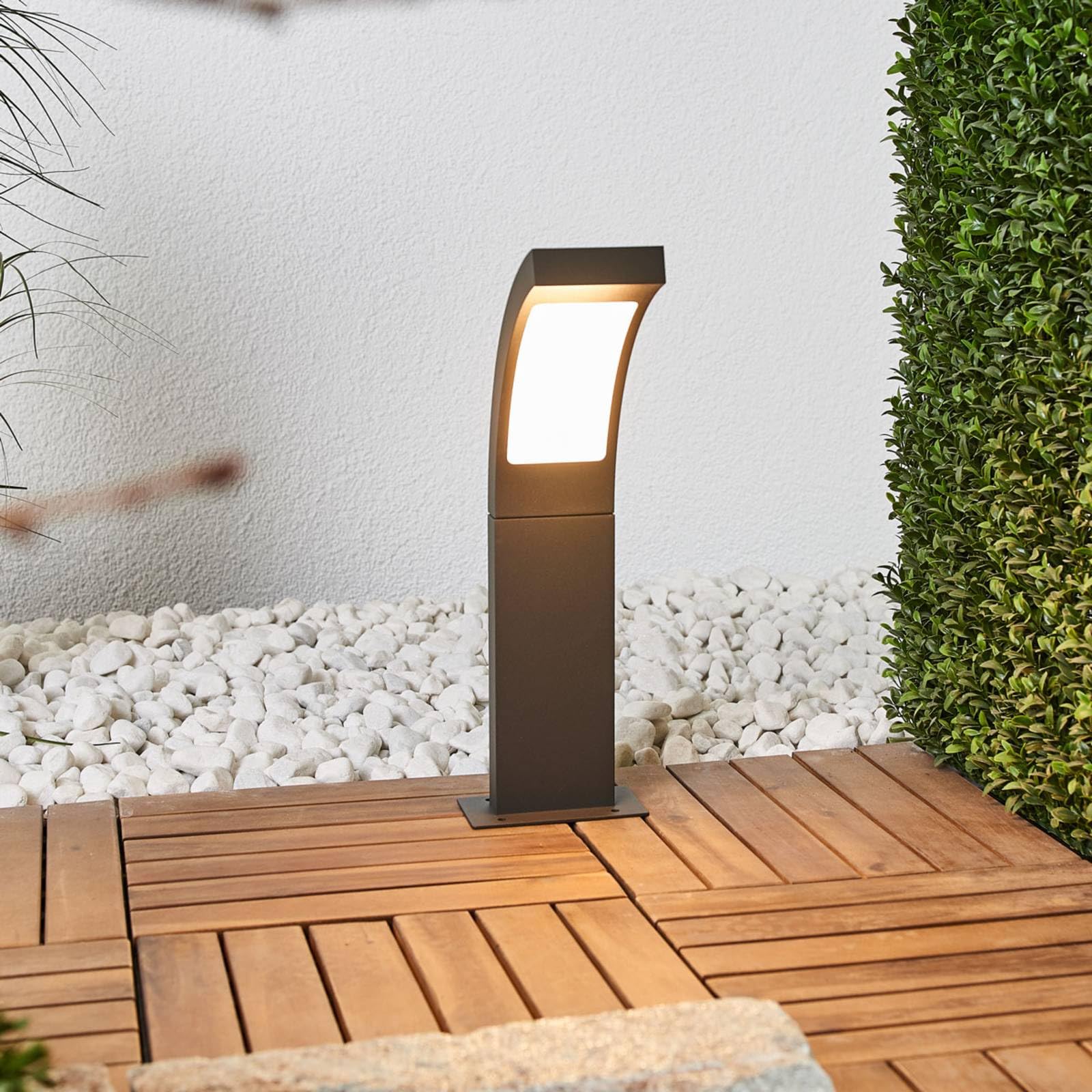 Lucande Paletto Luminoso LED Segnapassi in alluminio, Grigio Antracite Lampioncino da esterno moderno di design Faretto illuminazione aiuole sentieri ingresso e cancello giardino 40 cm IP54