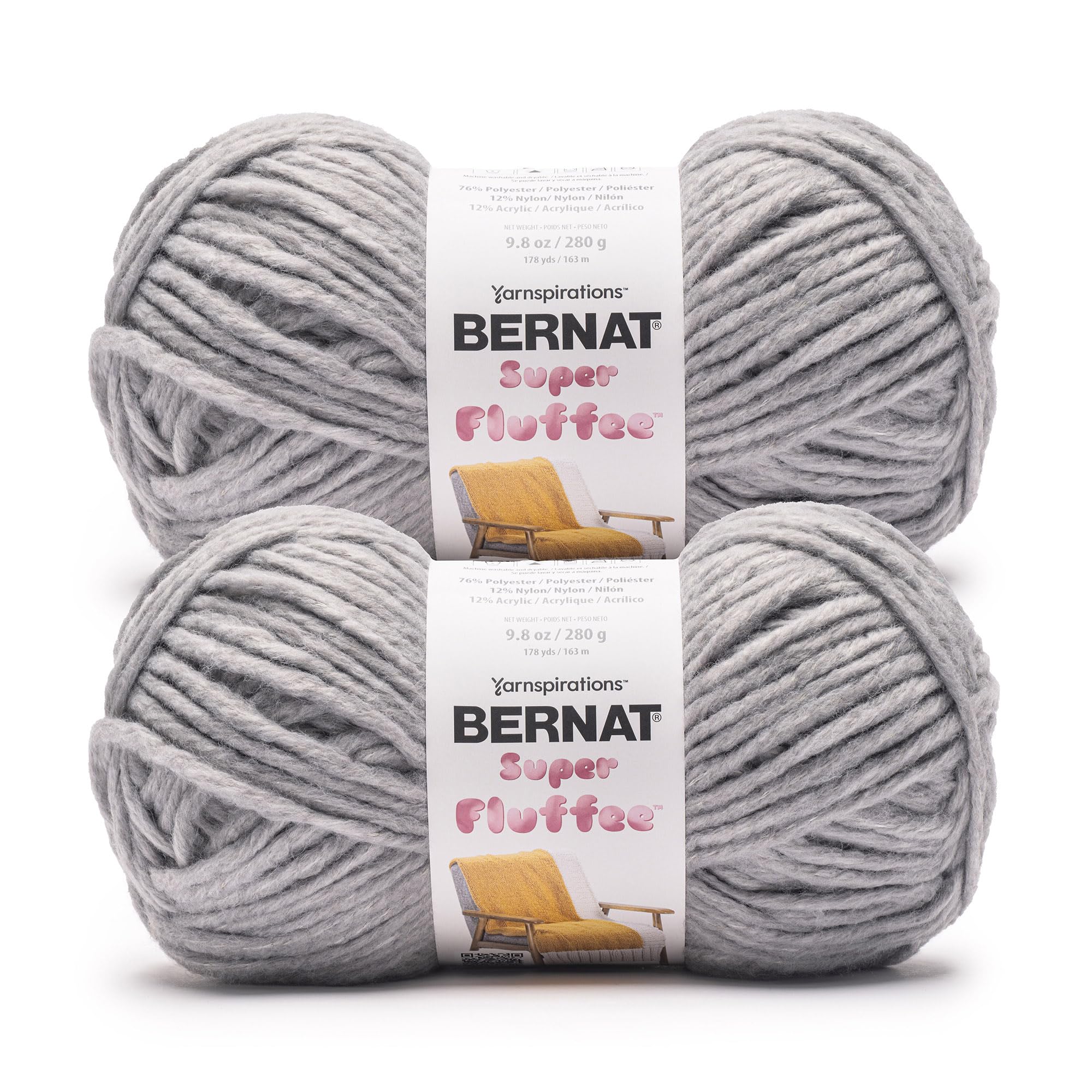 Bernat Super Fluffee Cloudy pour tricoter une couverture de canapé cocooning