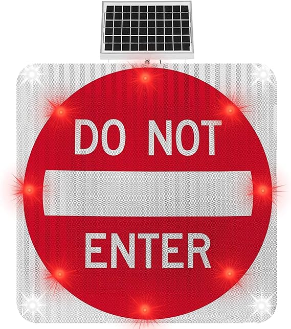 30'' Do Not Enter Sign, Solar Powered LED Flashing Do Not