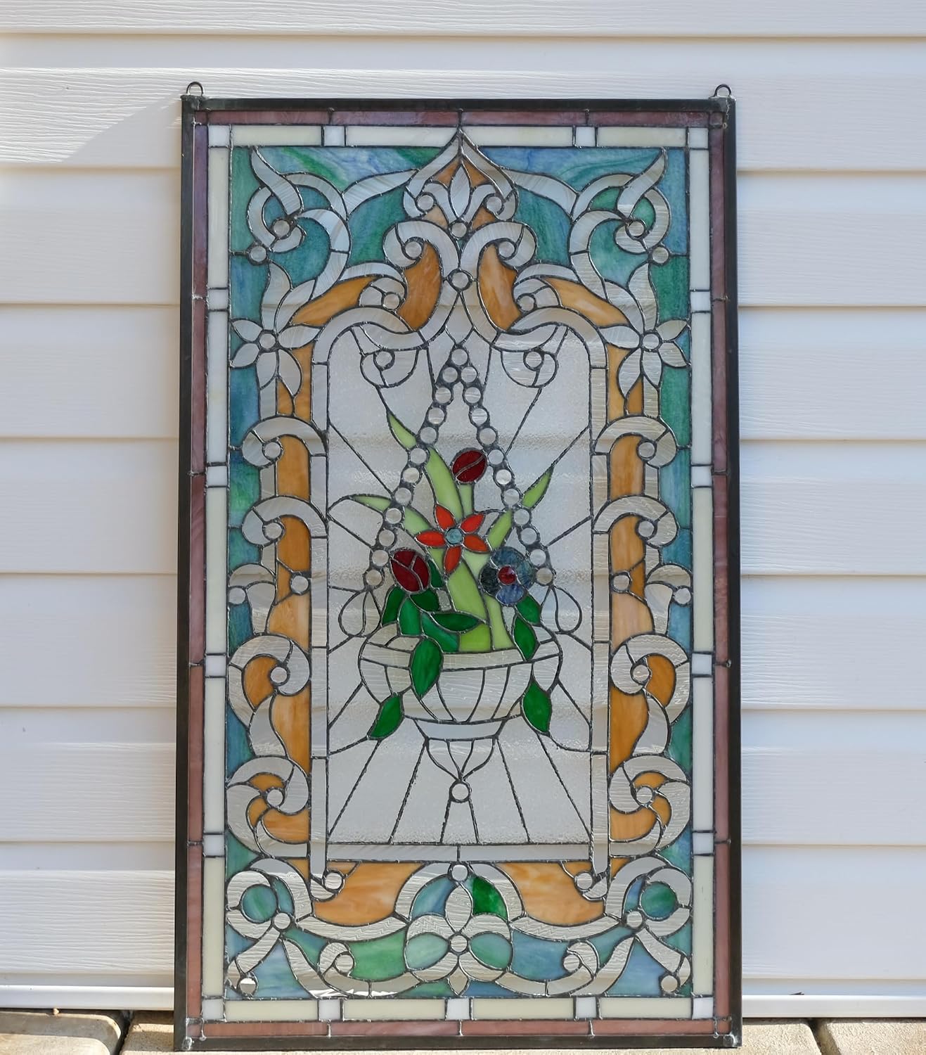 20.25" x 34.25" Large hanging Handcrafted stained glass window panel WL4120