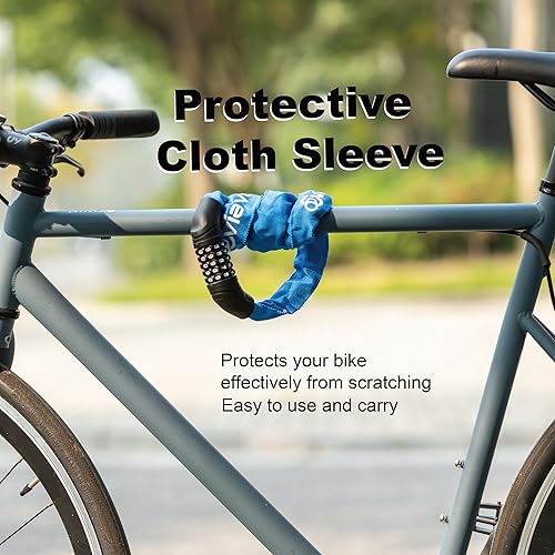 Miniatura 6 de Via Velo Candado de cadena para bicicleta, combinación reiniciable de 5 dígitos, cerradura antirrobo de bicicleta resistente, cerraduras de