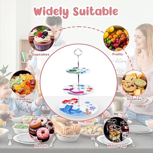 Miniatura 3 de WOWCLAP Soporte para cupcakes de 3 niveles de diamante, bandeja escalonada, se puede utilizar para bodas, fiestas, cupcakes, dulces, postres y