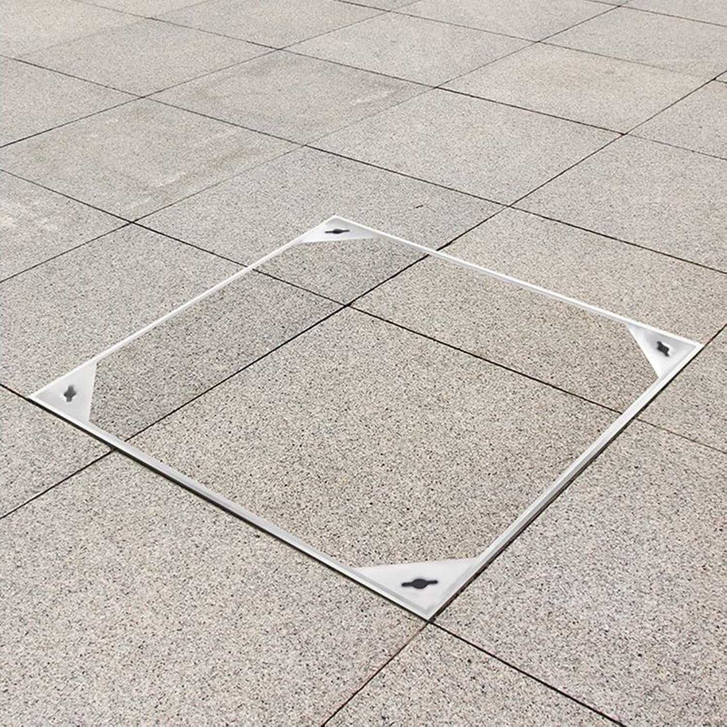 Inless - Copertura per scarico in acciaio, 80 x 80 x 5 cm, per pozzetto da giardino, soluzione invisibile, resistente alle intemperie e design