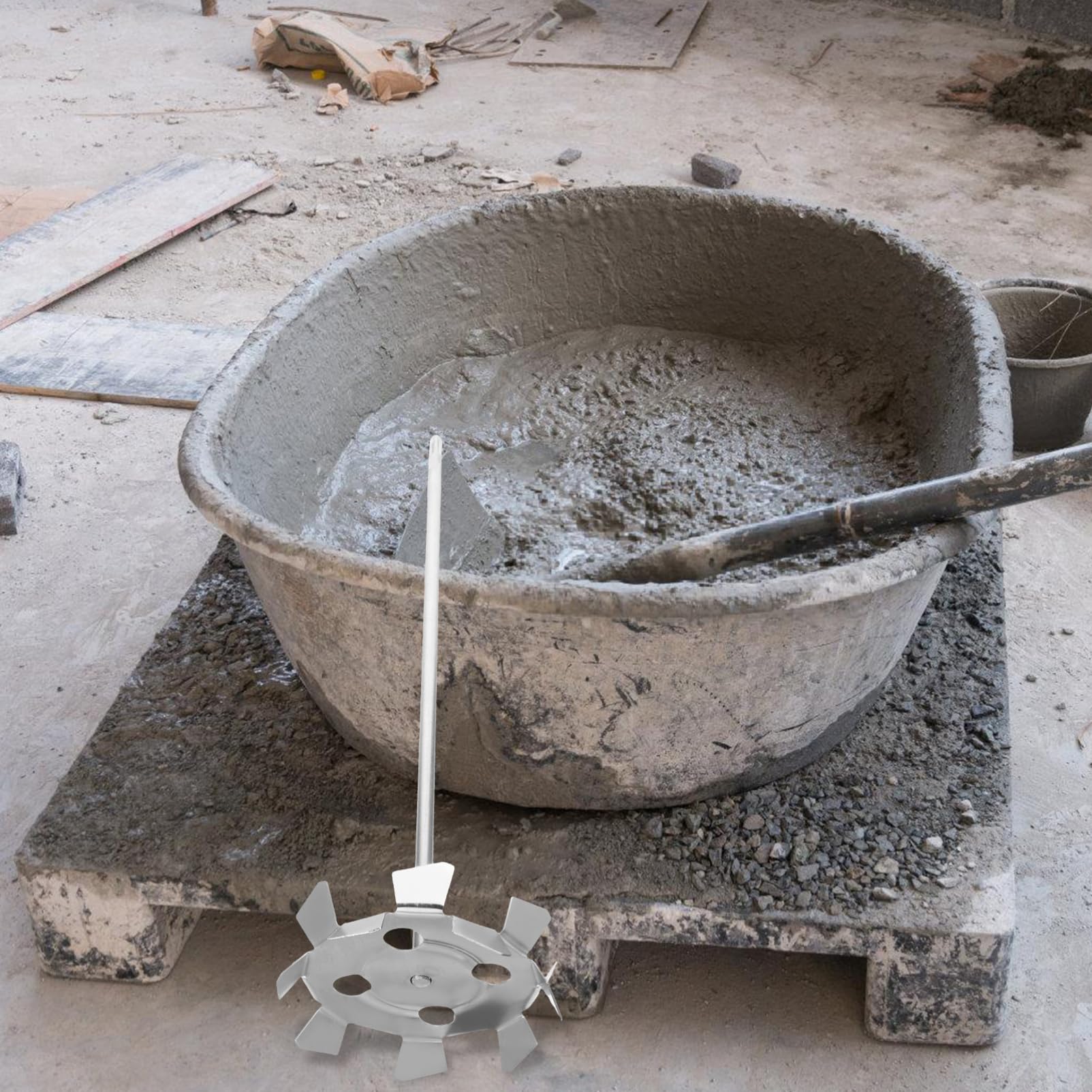 Operitacx Miscelatore per Vernice e Betoniera in Ferro Zincato per Trapano Elettrico, Asta di Miscelazione Stabile e Facile da Installare, Strumento per Mescolare Cemento e Stucco