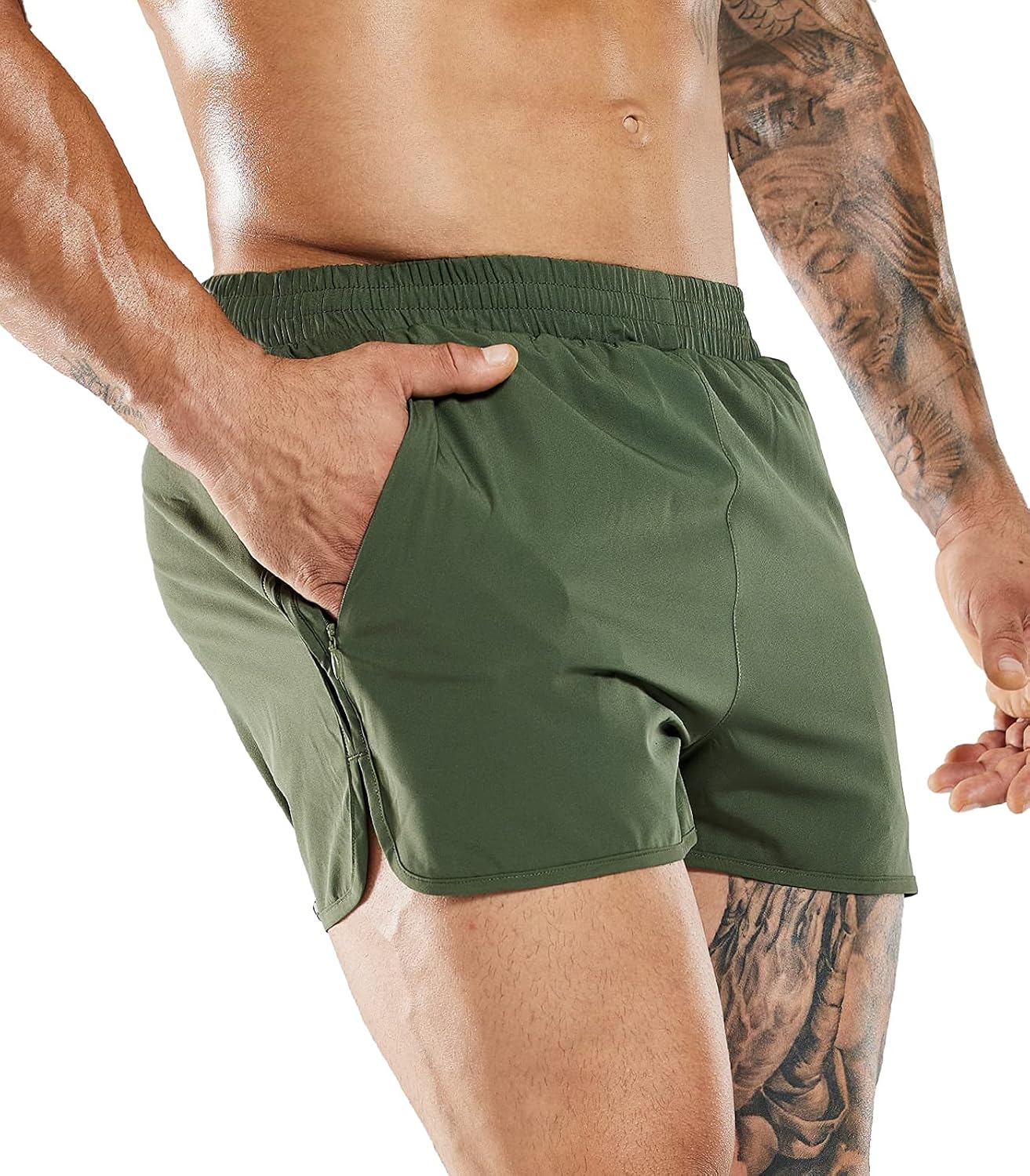 MIER Men's 3 Inches Quick Dry Running Shorts Liner Lightweight Water Resistant Athletic Workout Activewear Zip Pockets : Clothing, Shoes & Jewelry