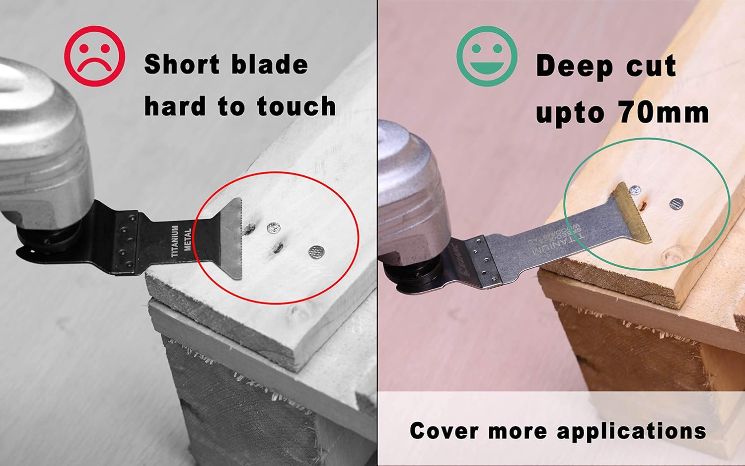 EZARC Titanium Oscillating Multitool Blades Extra-Long Power Cut Saw Blades Fast Speed Cutting for Wood, Metal and Hard Material, 3-Pack: Tools & Home Improvement
