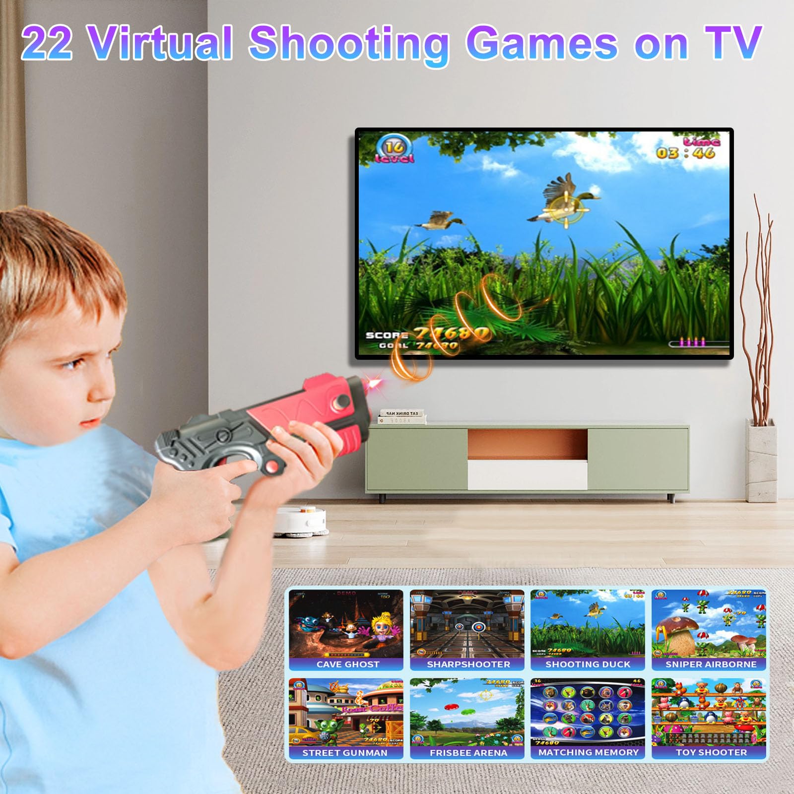 TV Game Console with 100+ Games, Handheld Video GameConsole for Kids, GameSystem with AR Gun Game for Boys,2 GameController, TV Plug& Play, Xmas Birthday Toy Gift for Boys Girls Age 3 +