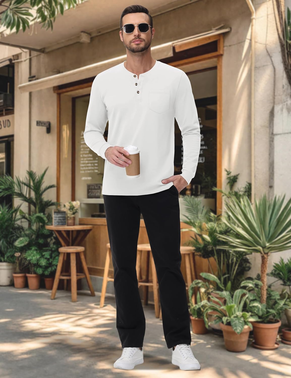 MAGNIVIT Mens Henley Shirts Long Sleeve with Pocket Fall Cotton Casual T-Shirts Plain Moisture Wicking Tee with 3 Button - Image 7