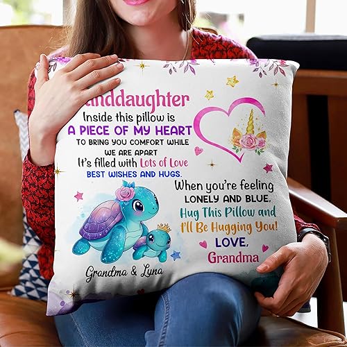 Miniatura 4 de Hyturtle Almohada personalizada para nieta (inserto incluido) Regalos de abuela Regalos de graduación de cumpleaños para nieta Tortuga marina