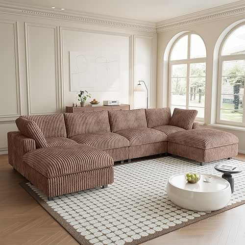 Modular Sectional Sofa, Convertible U Shaped Couch with Chaise Ottoman,