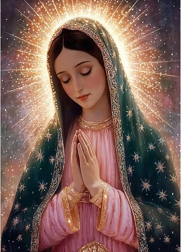 ckdiluy Virgin Mary Diamond Art Kits for Adults Beginners, 5D DIY Religion Diamond Painting Kits, Full Round Drill Diamonds Dots Gem Art Crystal, Home Wall Decor 12X16 Inch