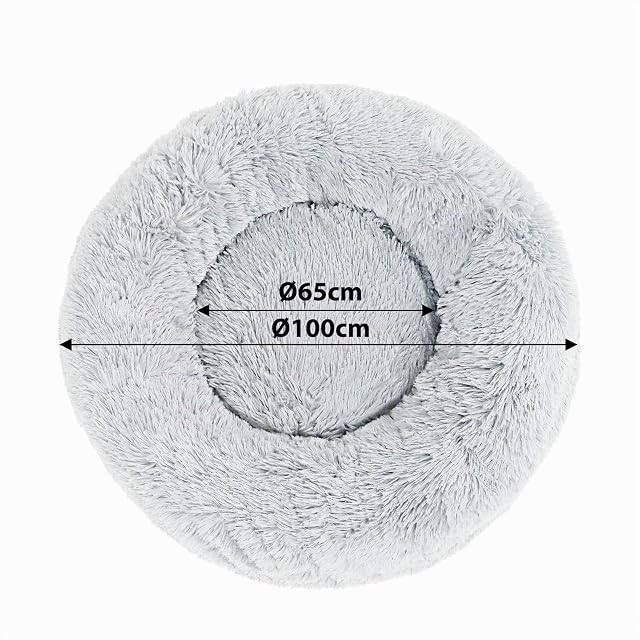 Foto 6 de 6 de lionto Cama Tipo Donut para Perros y Gatos, Cama Redonda mullida para Mascotas pequeñas y Grandes, Ø 100 cm