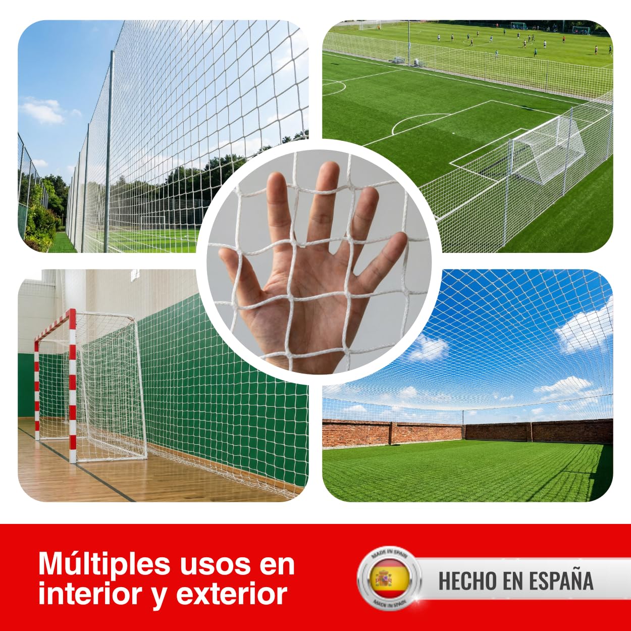 Red Deportiva de Malla Polipropileno 100x100 Alta Resistencia para Pistas Deportivas