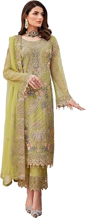 STELLACOUTURE بدلة سالوار كاميز الباكستانية الهندية جاهزة لارتداء مطرزة بالإضافة إلى مهرجان العيد للنساء 5125-O