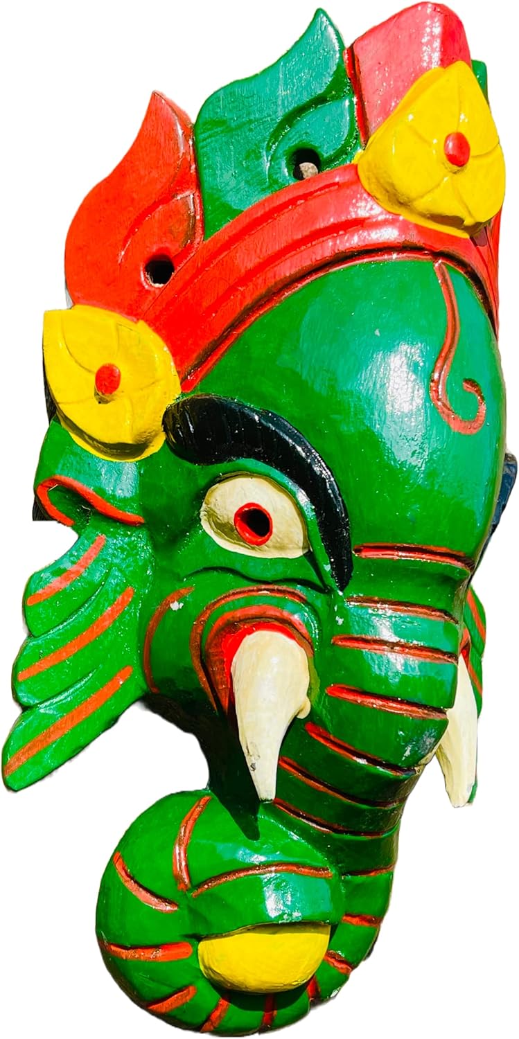 Himalayan Craft Ganesh Single Wooden Antique Wall Sculpture God of Luck/Success Shape of Elephant Head for Decorative Wall Hanging, Son of Lord Shiva Wall Sculpture Hand Carved In Nepal