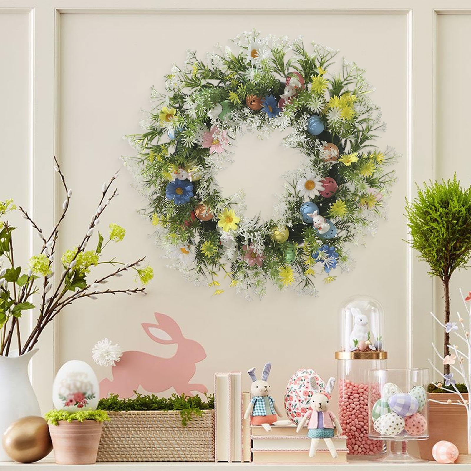 Corona de Pascua para Puerta Principal, Creativa, Artificial, con Huevo Y, Decoración de Primavera.